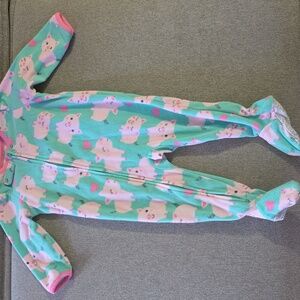 Carter's Simple Joys Mint and Pink Pig Print Kids Footie